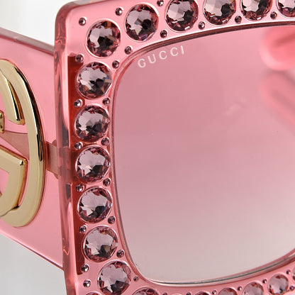 Gucci Acetate Crystal Oversize Sunglasses GG0148S Pink 7 of 7