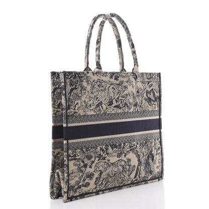 Christian Dior Canvas Embroidered Large Dioriviera Toile De Jouy Book Tote Black 2 of 9