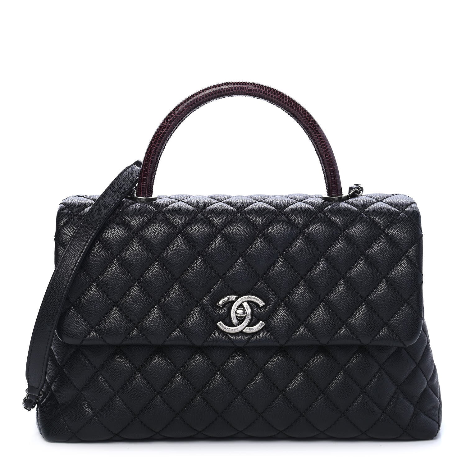 Chanel Caviar Lizard Quilted Medium Coco Handle Flap Black 1 of 10