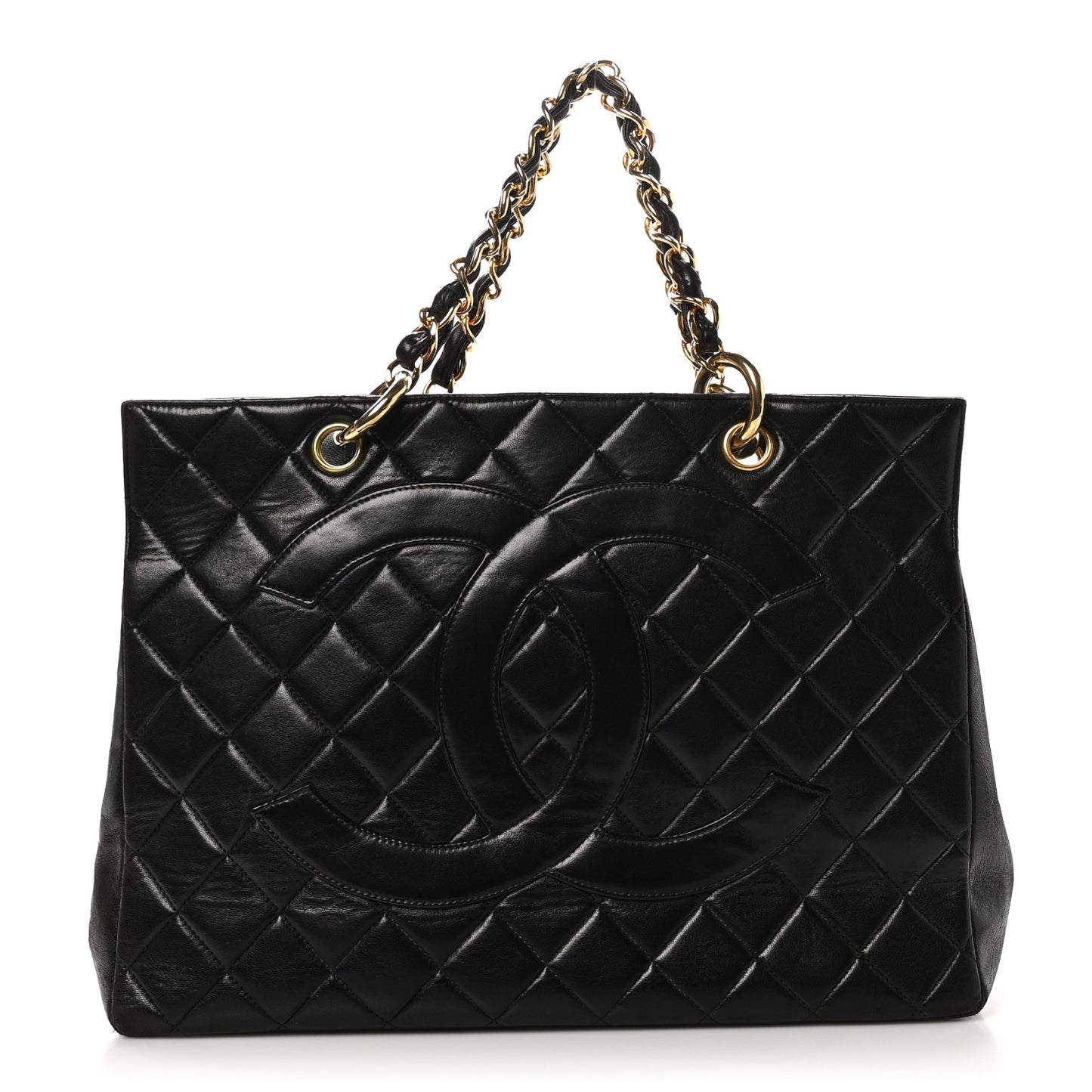 Lambskin Quilted Grand Shopping Tote GST Black