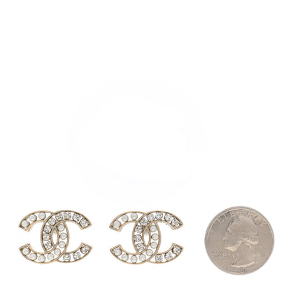 Chanel Crystal Pearl CC Earrings Gold 2 of 5