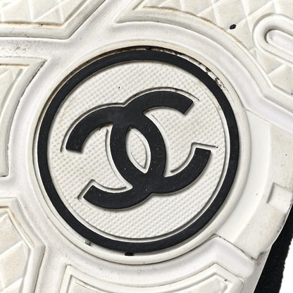 Chanel Nylon Calfskin Suede CC Womens Sneakers 39.5 Navy White Orange Black 6 of 7