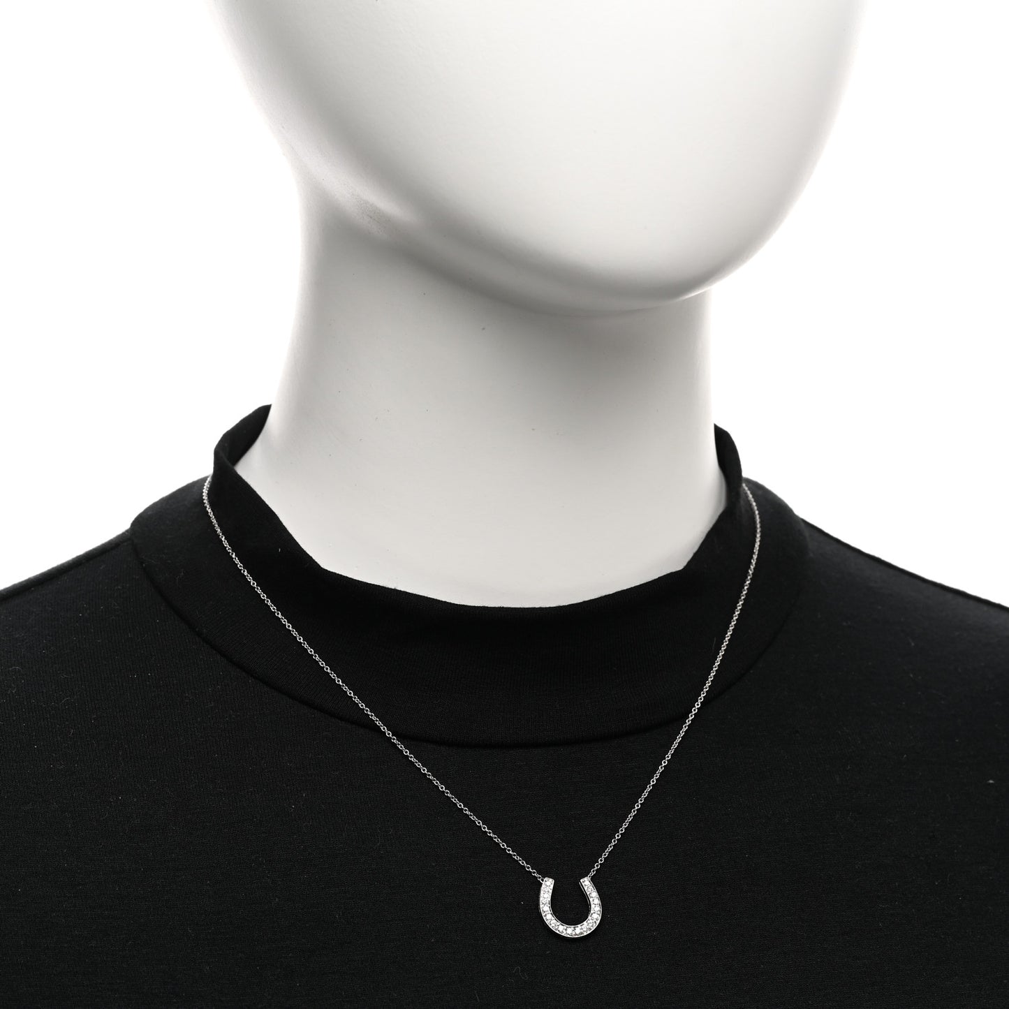 Platinum Diamond Horseshoe Pendant Necklace