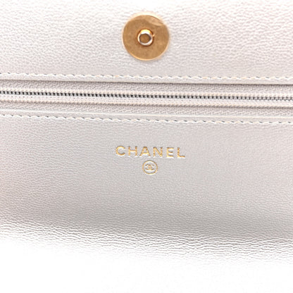 Chanel Metallic Goatskin Quilted Chanel 19 Wallet On Chain WOC Silver 6 of 14