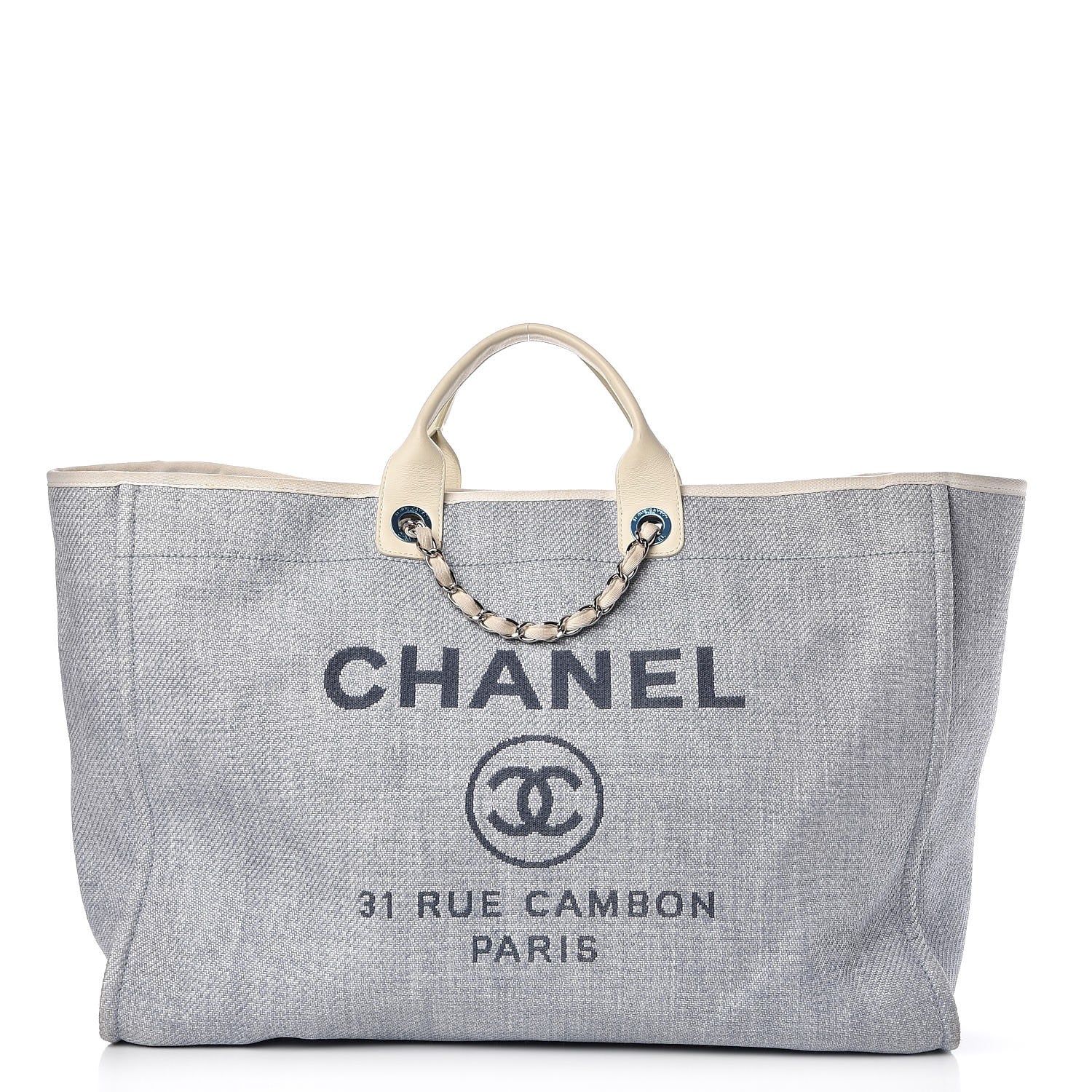 Chanel Canvas Extra Large Deauville Tote Light Blue 1 of 18
