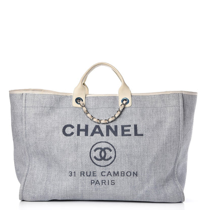 Chanel Canvas Extra Large Deauville Tote Light Blue 1 of 18