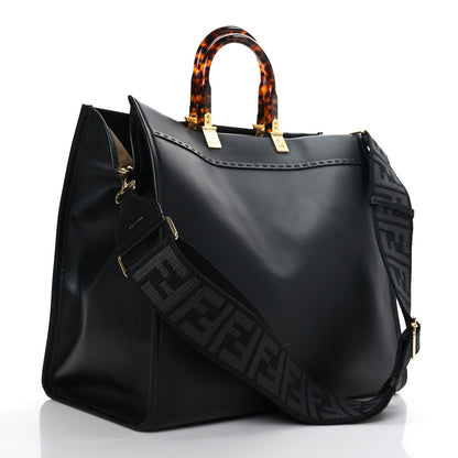 Fendi Vitello King Plexiglass Large Fendi Sunshine Shopper Tote Black 3 of 10