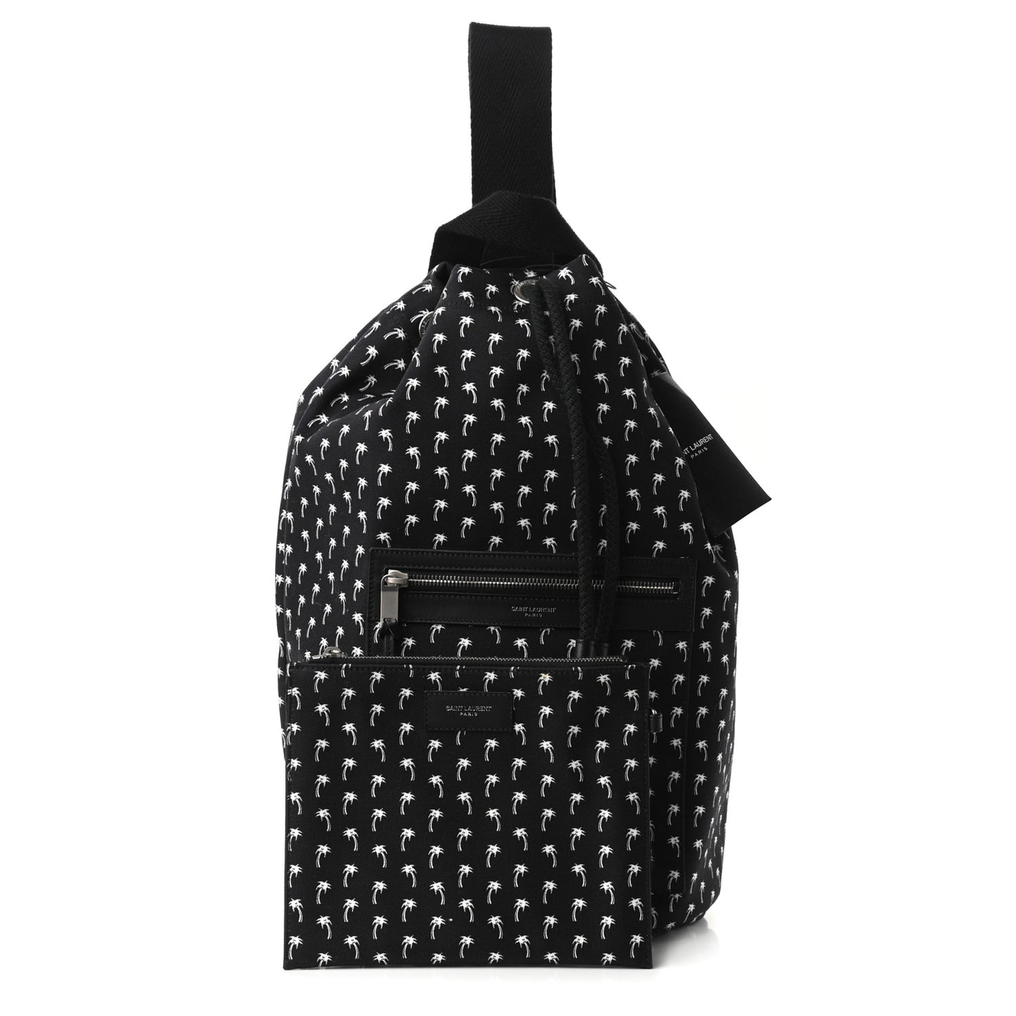 Canvas Palm Tree Print City Sailor Backpack Black White