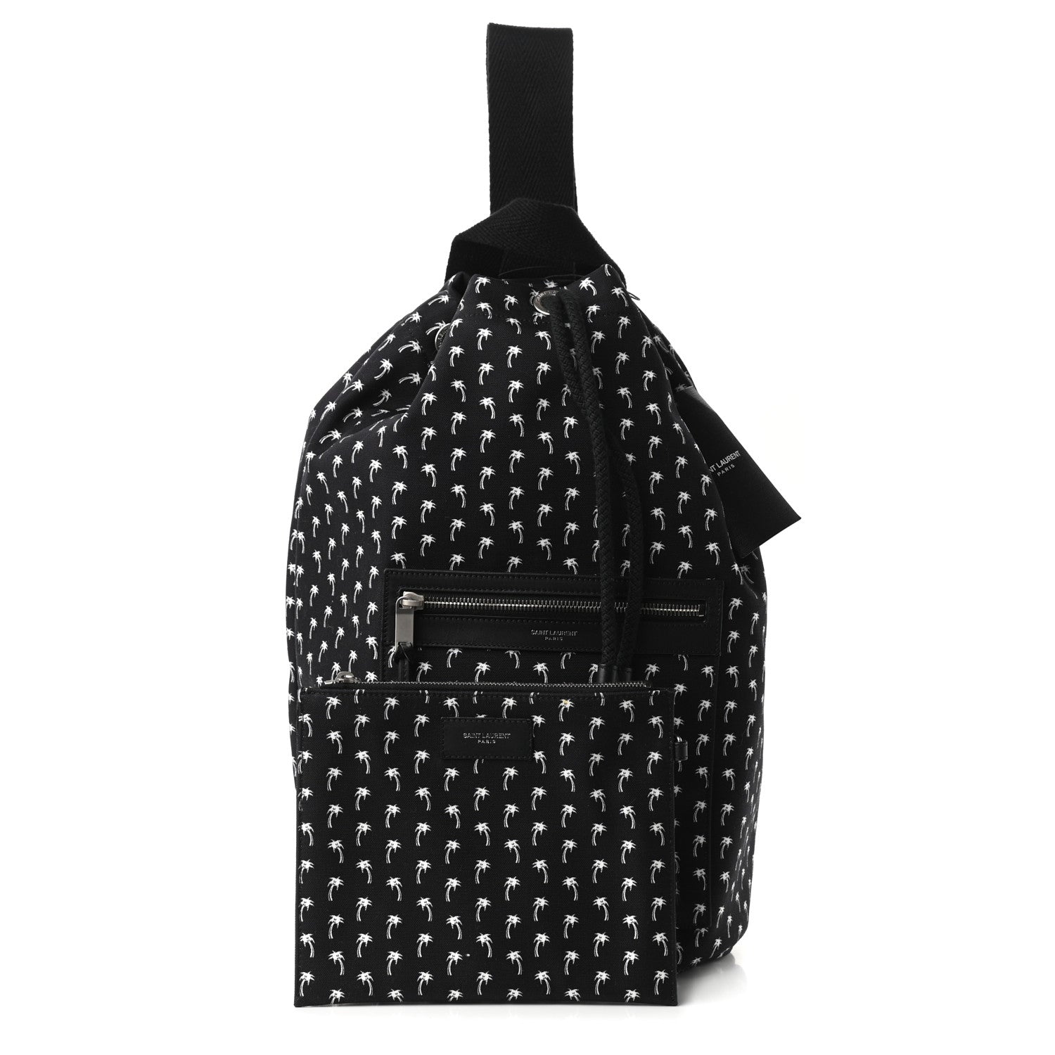 Saint Laurent Canvas Palm Tree Print City Sailor Backpack Black White 1 of 9