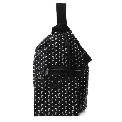 Saint Laurent Canvas Palm Tree Print City Sailor Backpack Black White 1 of 9