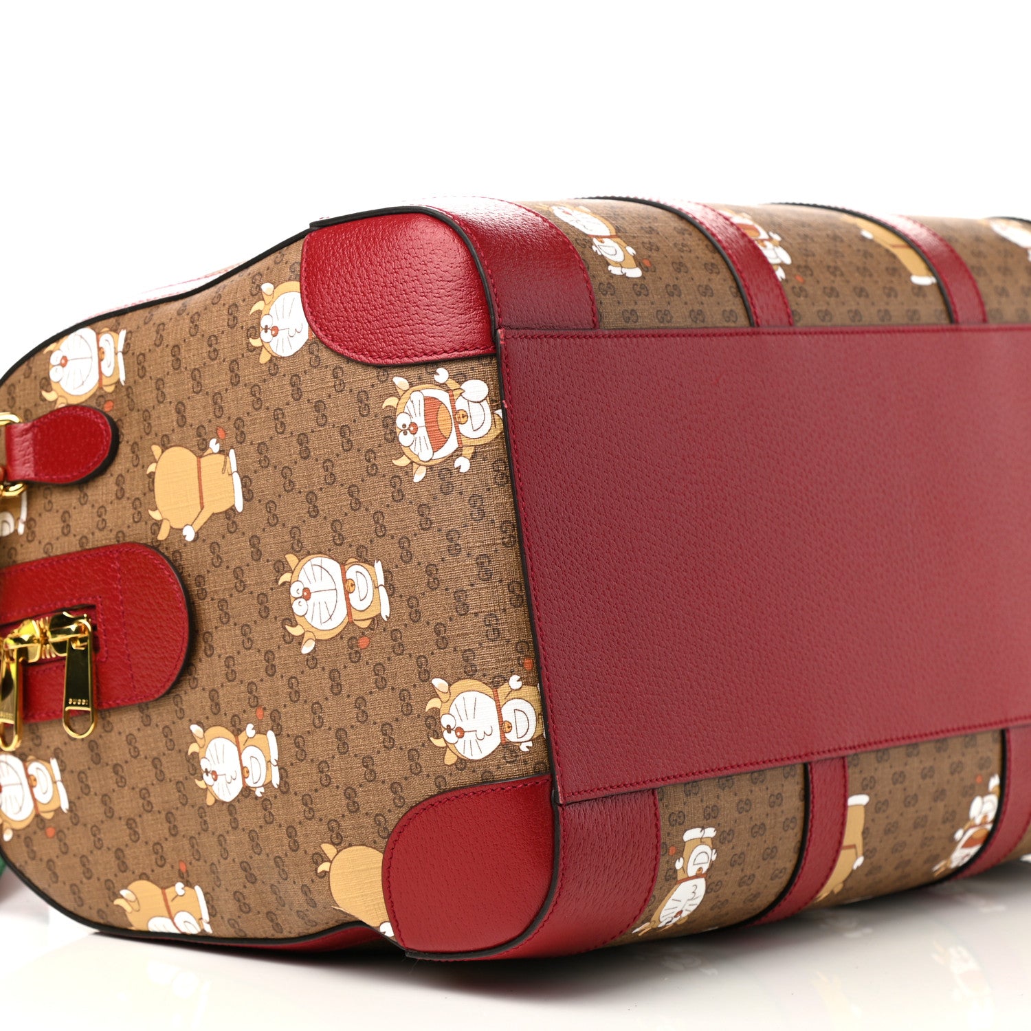 Gucci X DORAEMON Mini Vintage GG Supreme Monogram Web Duffle Travel Bag Beige Cherry Red 8 of 9