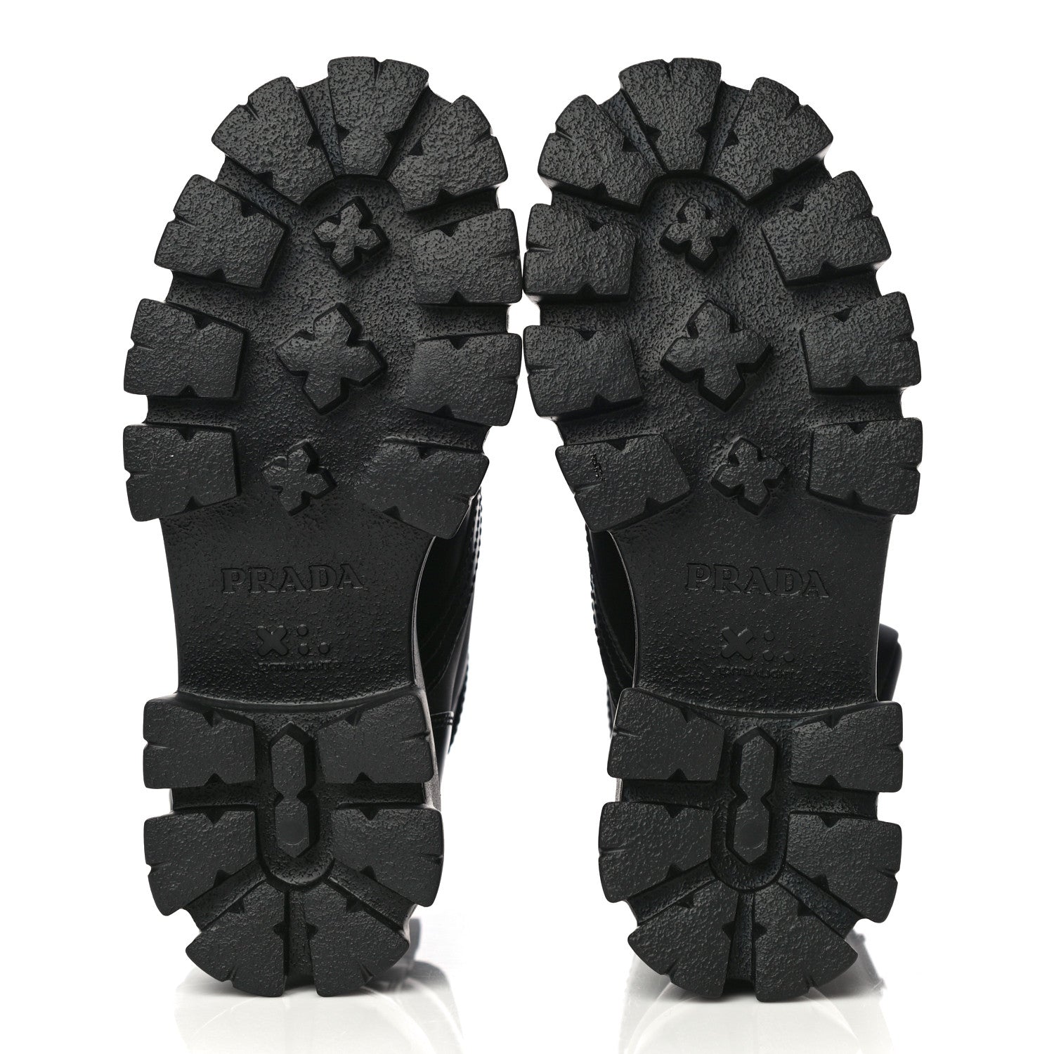 Prada Spazzolato Rois Re-Nylon Metal Triangle Logo Monolith Pouch Pocket 55mm Boots 35 Black 8 of 13