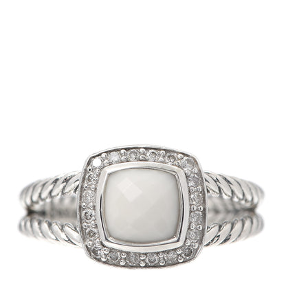David Yurman Sterling Silver Diamond White Agate 7mm Petite Albion Ring 58 8.25 1 of 4