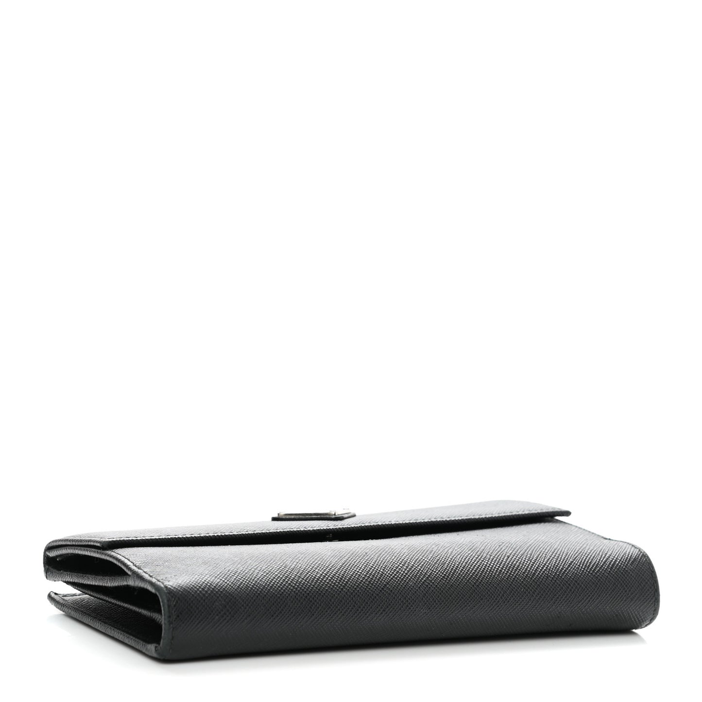 Saffiano Triangle Continental Flap Wallet Black