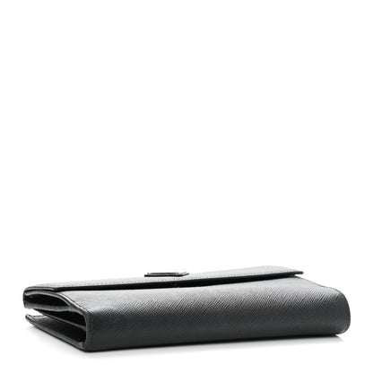 Prada Saffiano Triangle Continental Flap Wallet Black 4 of 10
