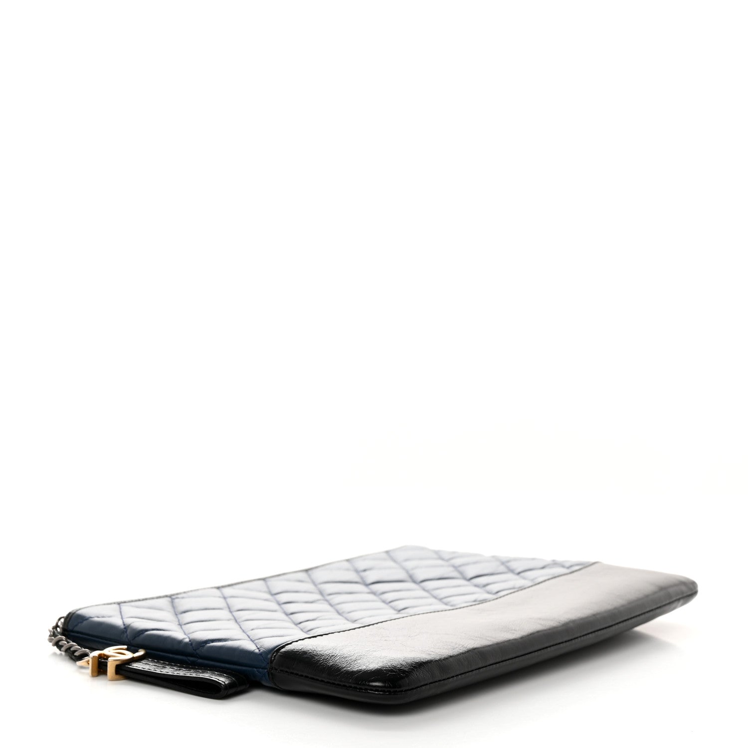 Chanel Aged Calfskin Quilted Medium Gabrielle Cosmetic Case Navy Black 4 of 8