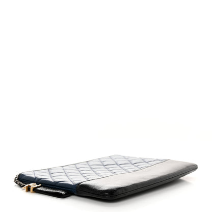 Chanel Aged Calfskin Quilted Medium Gabrielle Cosmetic Case Navy Black 4 of 8