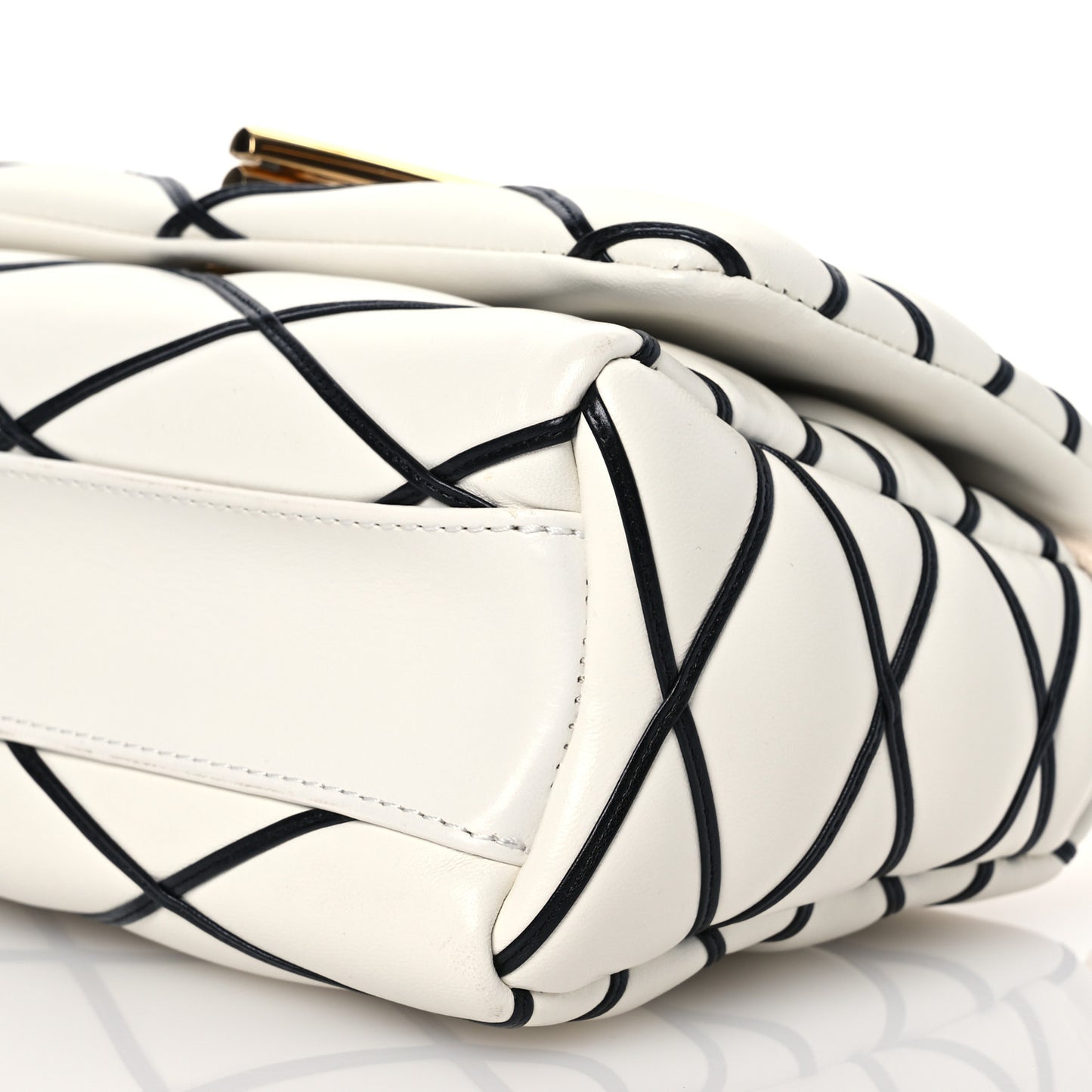 Lambskin Malletage Top Handle GO-14MM White Black