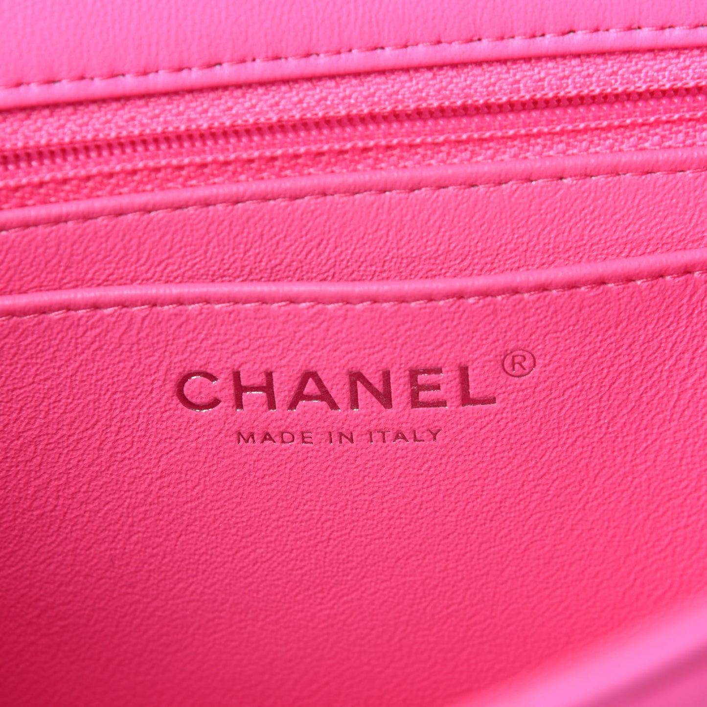 Lambskin Quilted Mini Rectangular Flap Neon Pink