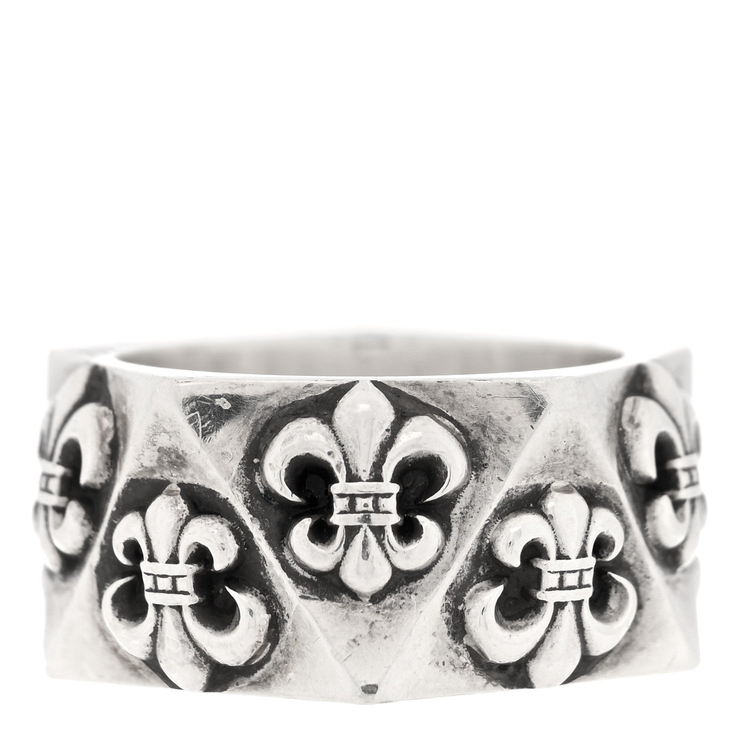 Chrome Hearts Sterling SIlver Pentagon Fleur de Lis Ring 54 7