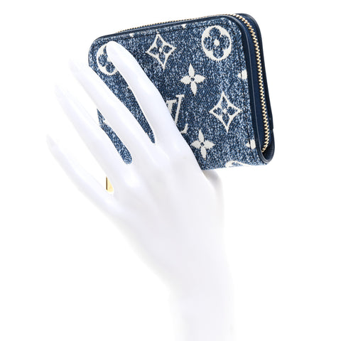Denim Monogram Jacquard Zippy Coin Purse Bleu