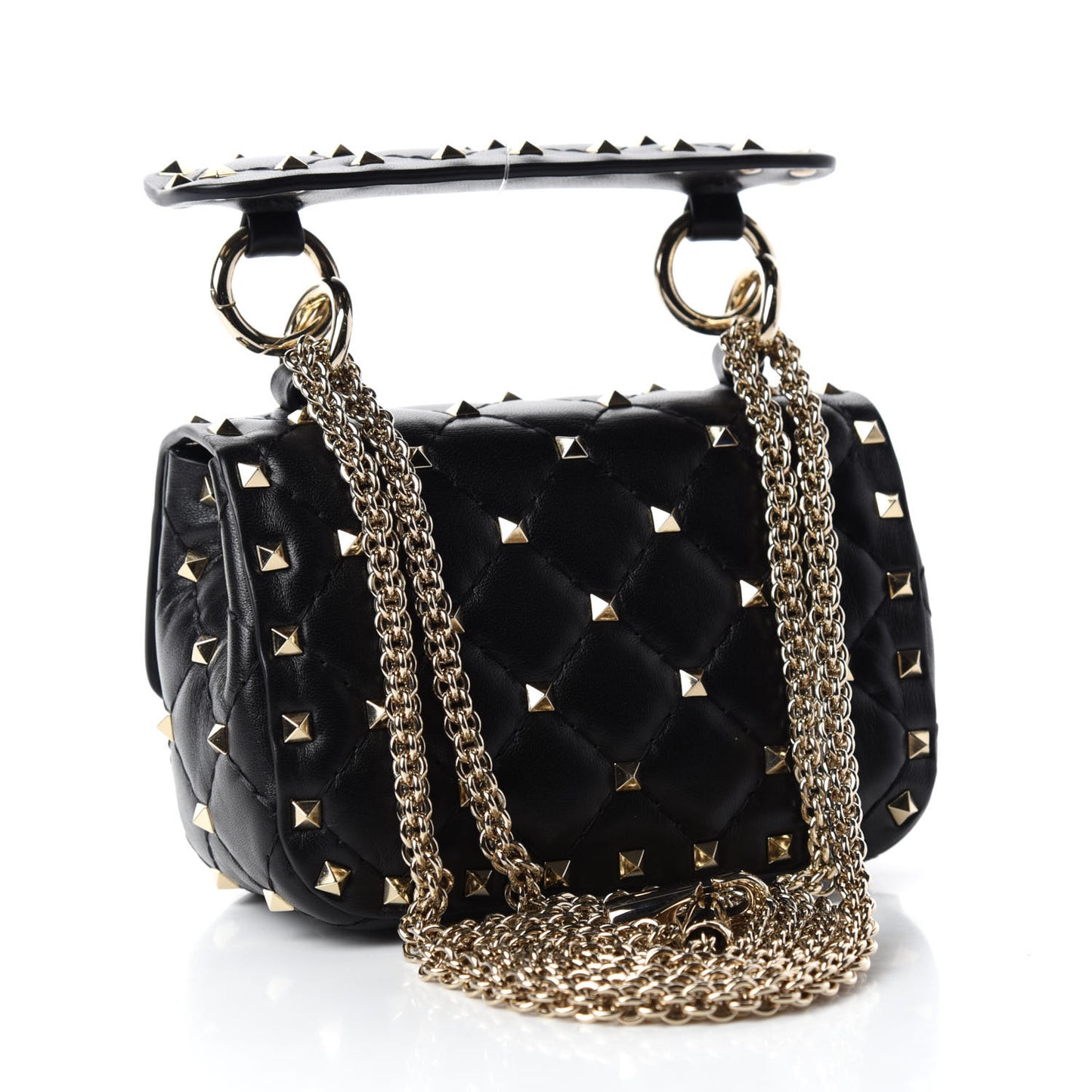 Nappa Micro Rockstud Spike Shoulder Bag Black
