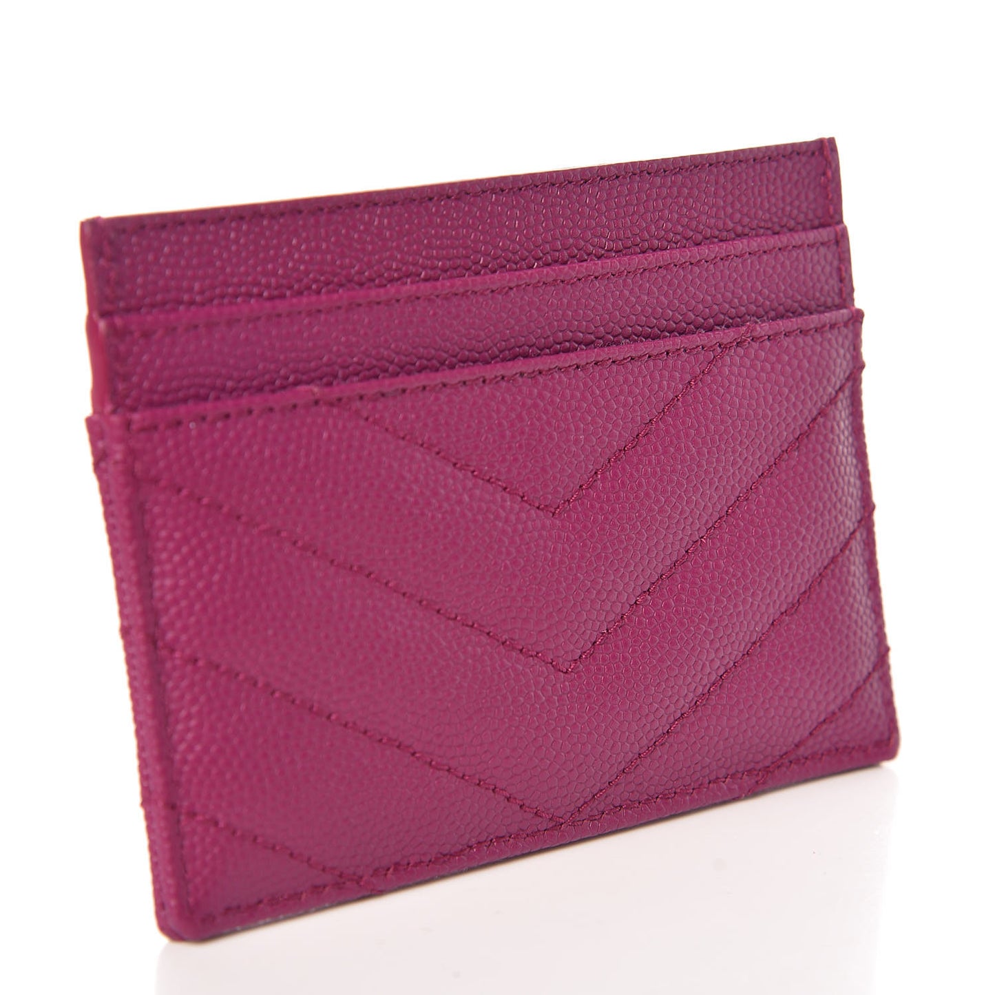 Grain De Poudre Matelasse Chevron Monogram Credit Card Case Dark Grape