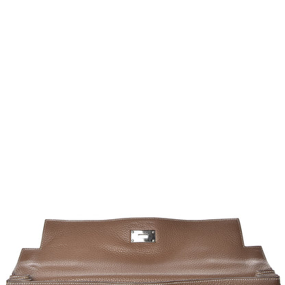 Hermes Taurillon Clemence Shoulder Kelly 40 Etoupe 9 of 38