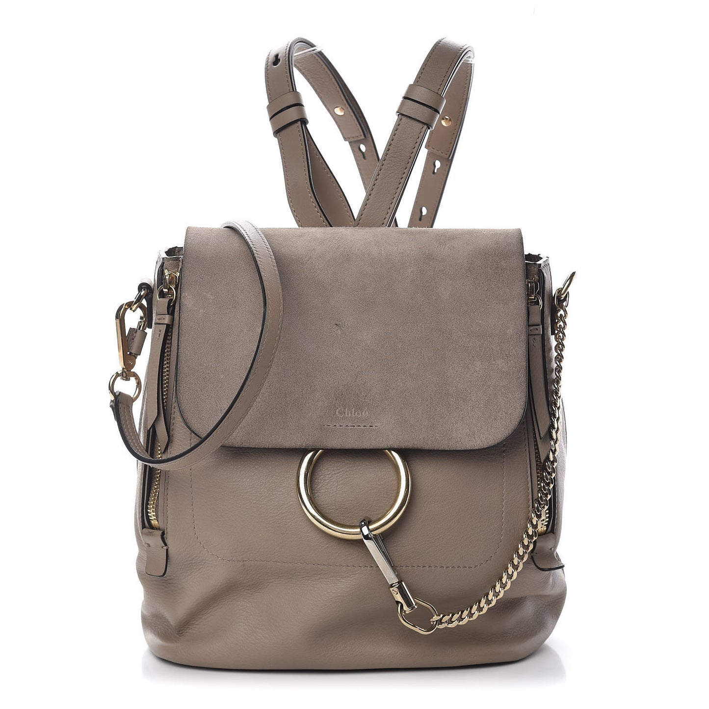 Suede Calfskin Medium Faye Backpack Motty Grey