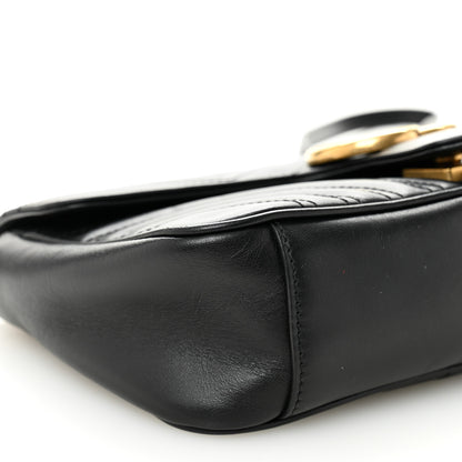 Gucci Calfskin Matelasse Small GG Marmont Shoulder Bag Black 9 of 13