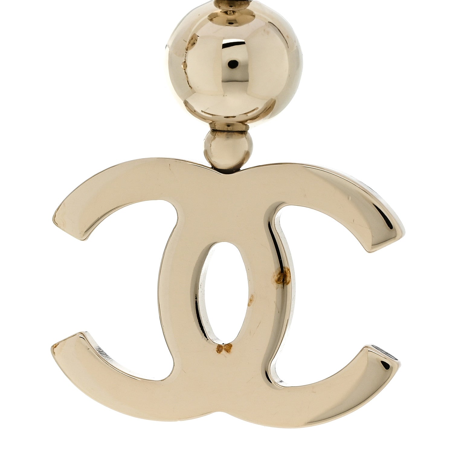 Chanel Metal CC Single Bead Drop Earrings  Gold 5 of 6