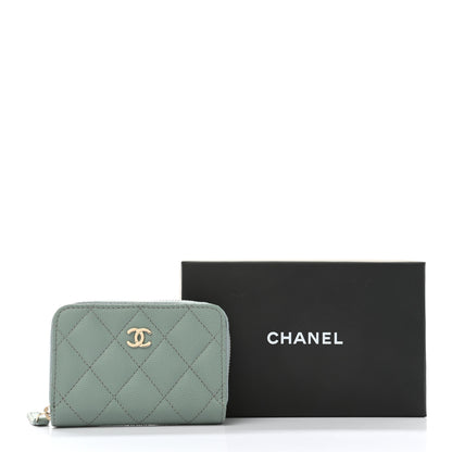 Chanel Caviar Quilted Zip Around Coin Purse Wallet Dark Green 8 of 8