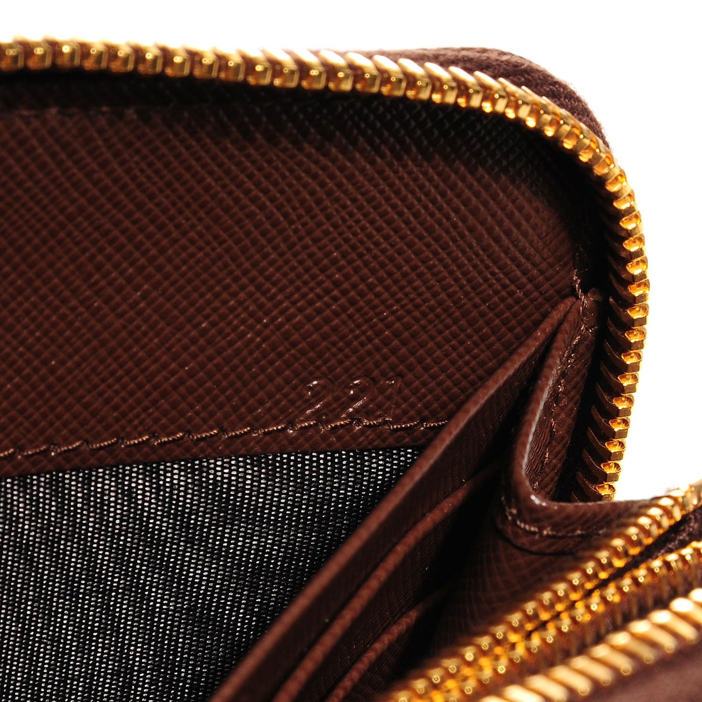 Saffiano Metal Zip Around Wallet Cacao