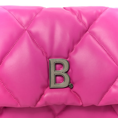 Balenciaga Nappa Calfskin Quilted Touch B Puffy Clutch Fuchsia 8 of 8