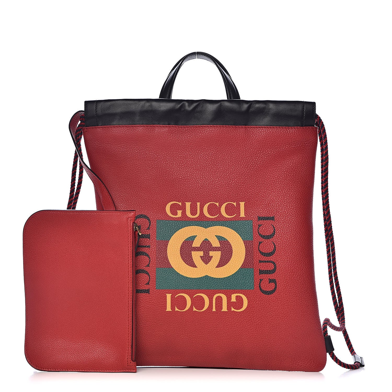 Gucci Calfskin Mens Logo Drawstring Backpack Red 1 of 11