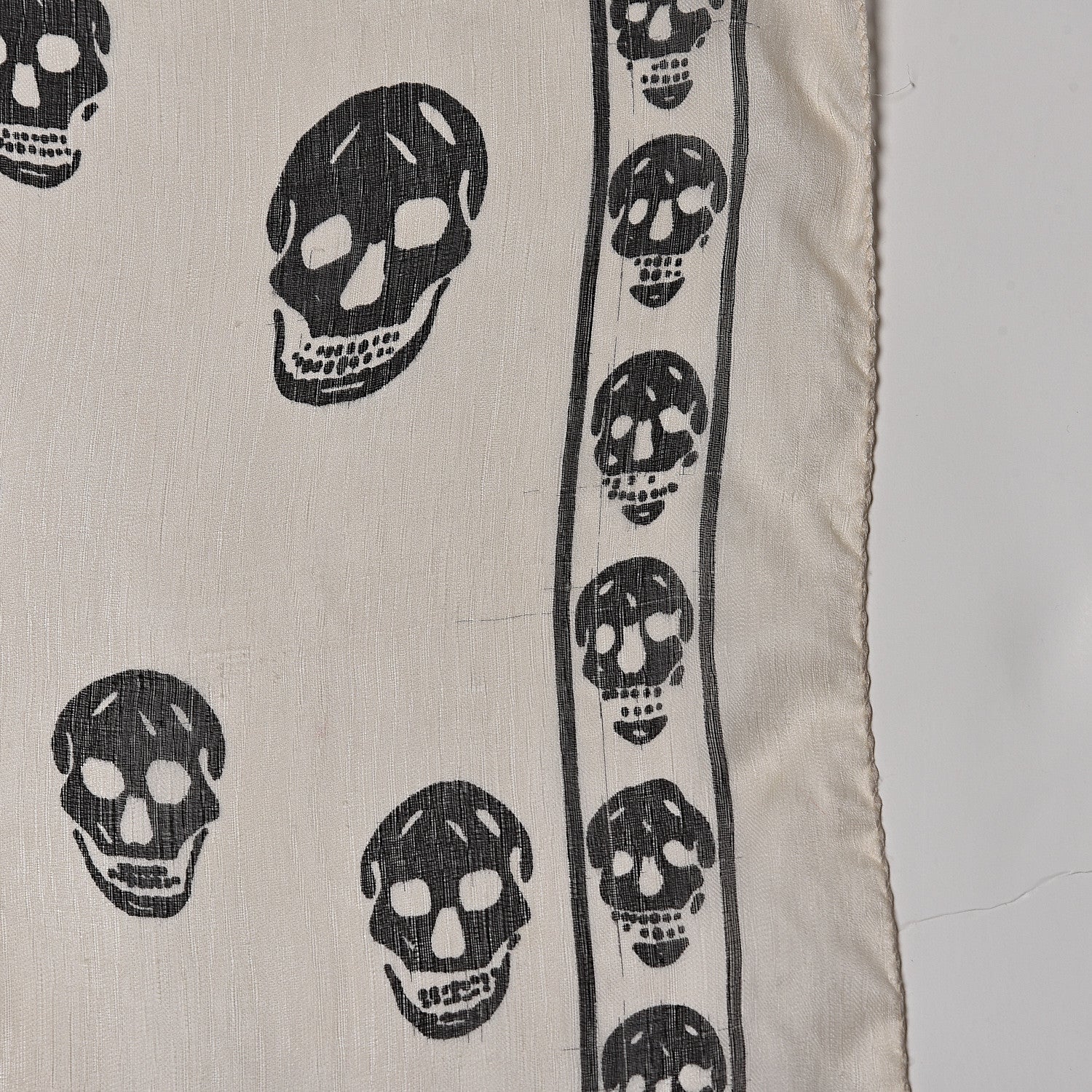 Alexander McQueen Silk Chiffon Skull Scarf Ivory Black 6 of 6