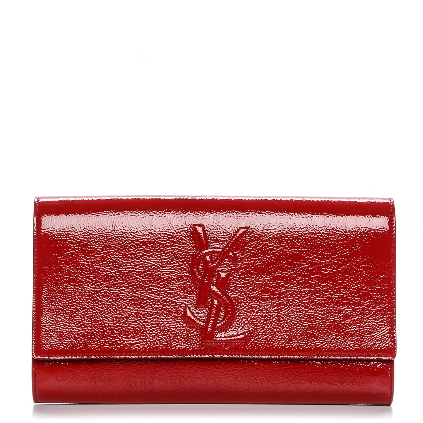 Textured Patent Monogram Large Belle De Jour Clutch Red