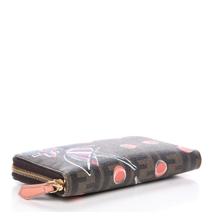 Fendi Zucca Spalmati Saint Bamboline Zip Around Wallet Tobacco 4 of 21