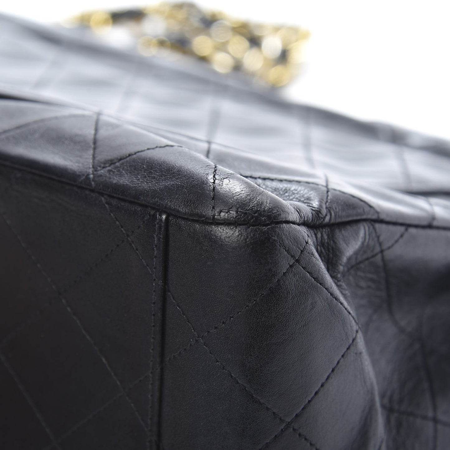 Lambskin Quilted XL Jumbo Single Flap Black