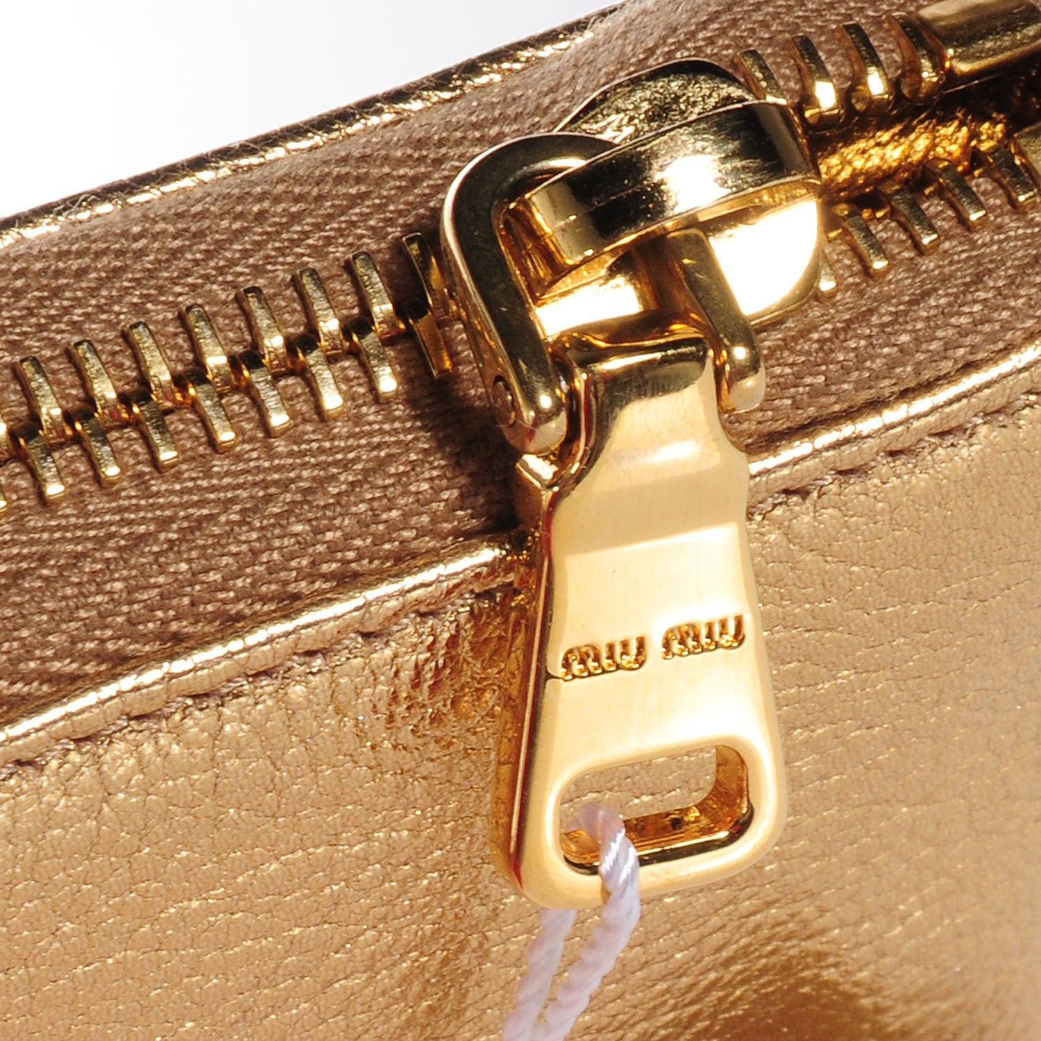 Miu Miu Goatskin Madras Zip Around Wallet Platinum 9 of 11