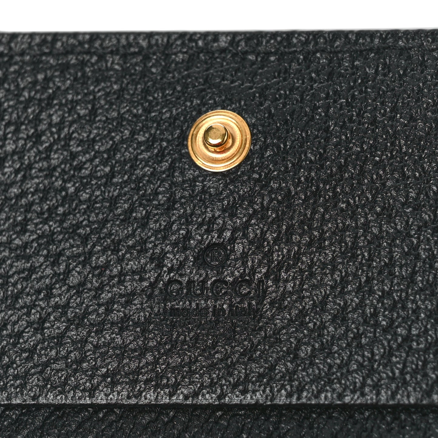 Textured Dollar Calfskin Berry Print GG Marmont Card Case Black Light Copper