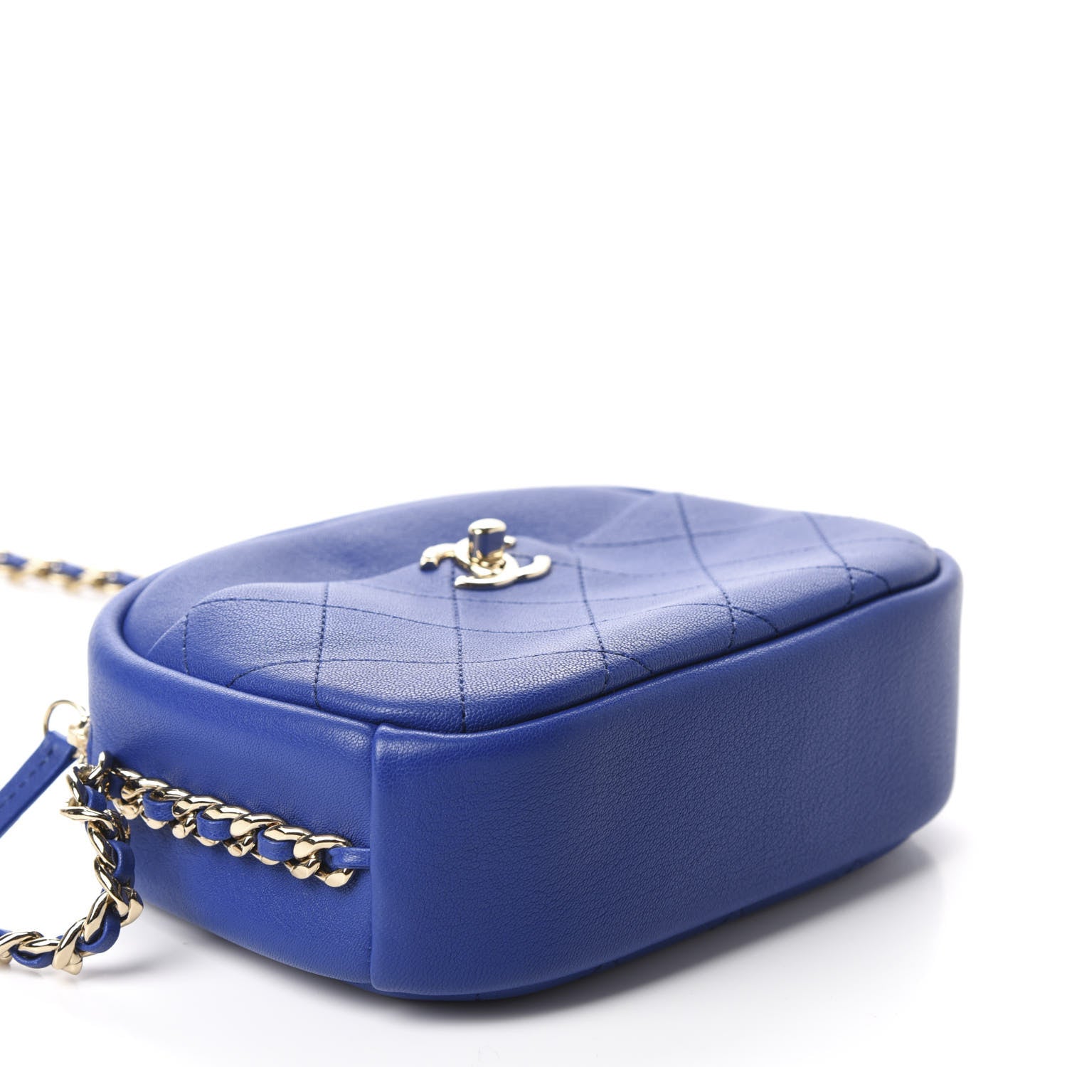 Chanel Goatskin Quilted Small Casual Trip Camera Case Blue 4 of 11