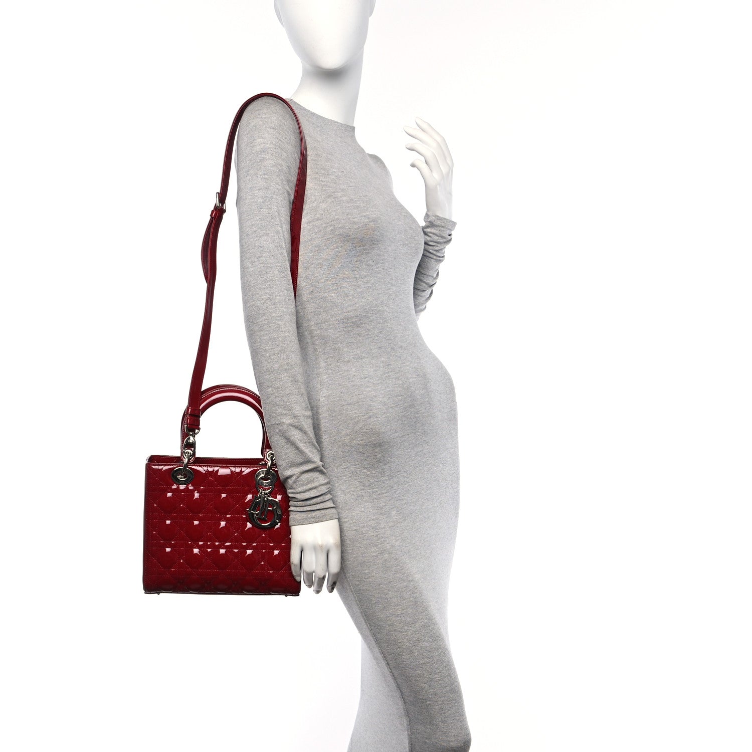 Christian Dior Patent Cannage Medium Lady Dior Red 2 of 13