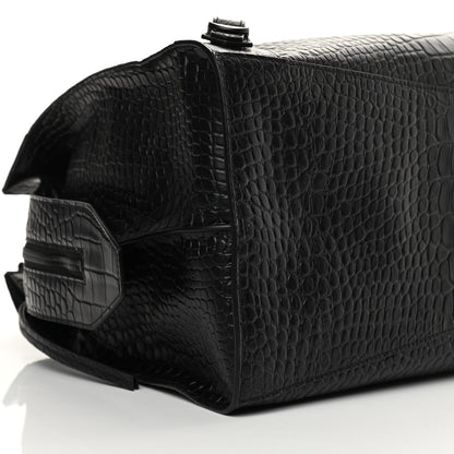Balenciaga Semi Matte Calfskin Crocodile Embossed Neo Classic Black Hardware Large City Black 8 of 10