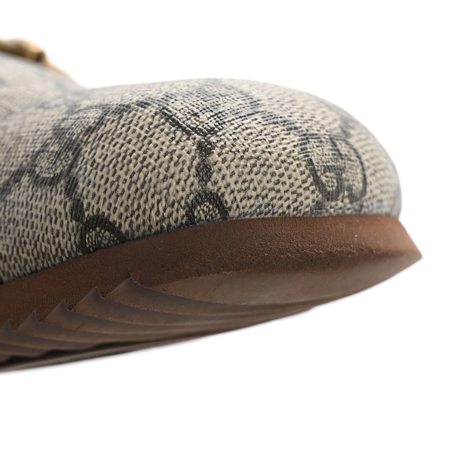 GG Supreme Monogram Miro Soft Calfskin Womens Horsebit Slippers 36 Beige Ebony New Acero