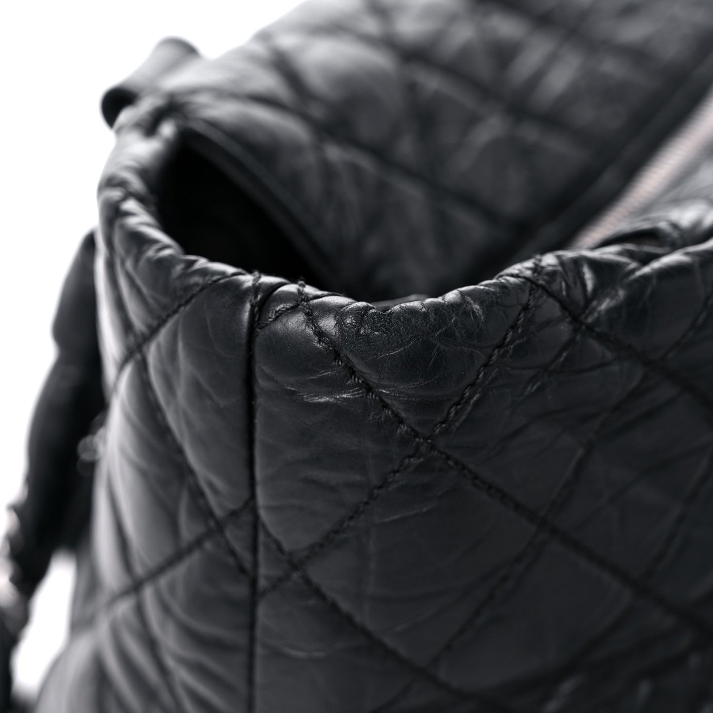 Distressed Lambskin Vintage Ligne Lady Braid Tote Black