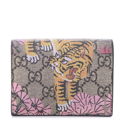 Gucci GG Supreme Monogram Bengal Card Case Beige Pink 1 of 9