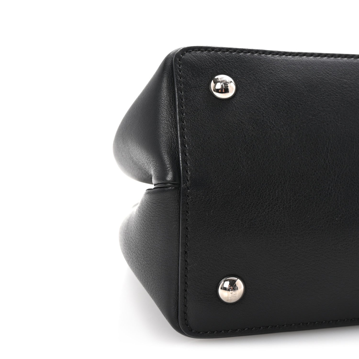 Fendi Vitello Dolce Elaphe Petite 2Jours Tote Black Polvere 8 of 9
