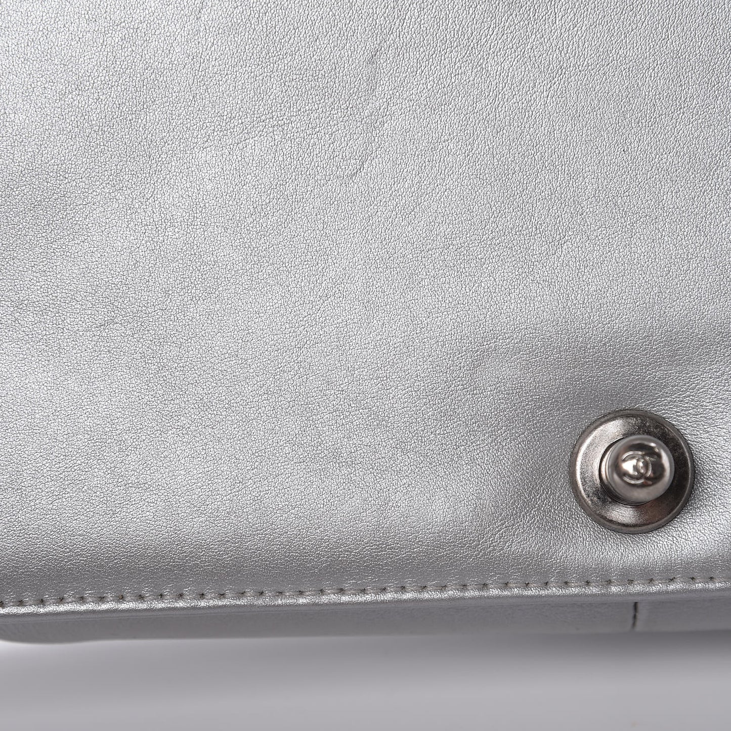 Metallic Calfskin Quilted New Medium Boy Flap Silver