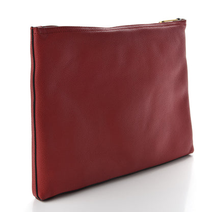 Gucci Pebbled Calfskin Medium Logo Portfolio Clutch Hibiscus Red 3 of 7